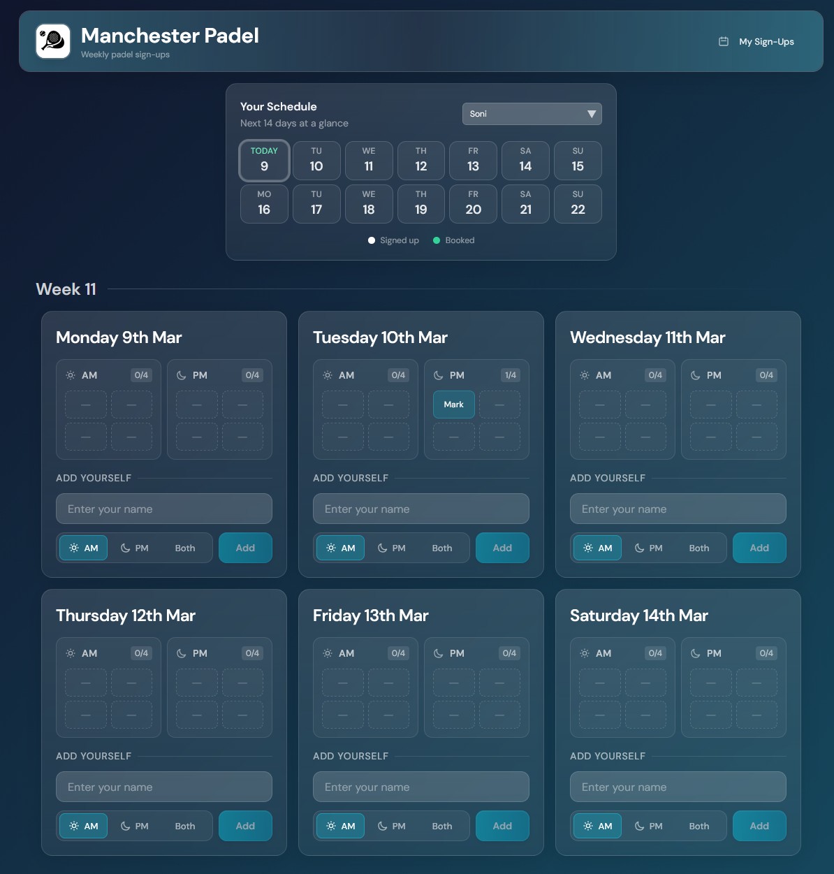 MCR Padel website screenshot